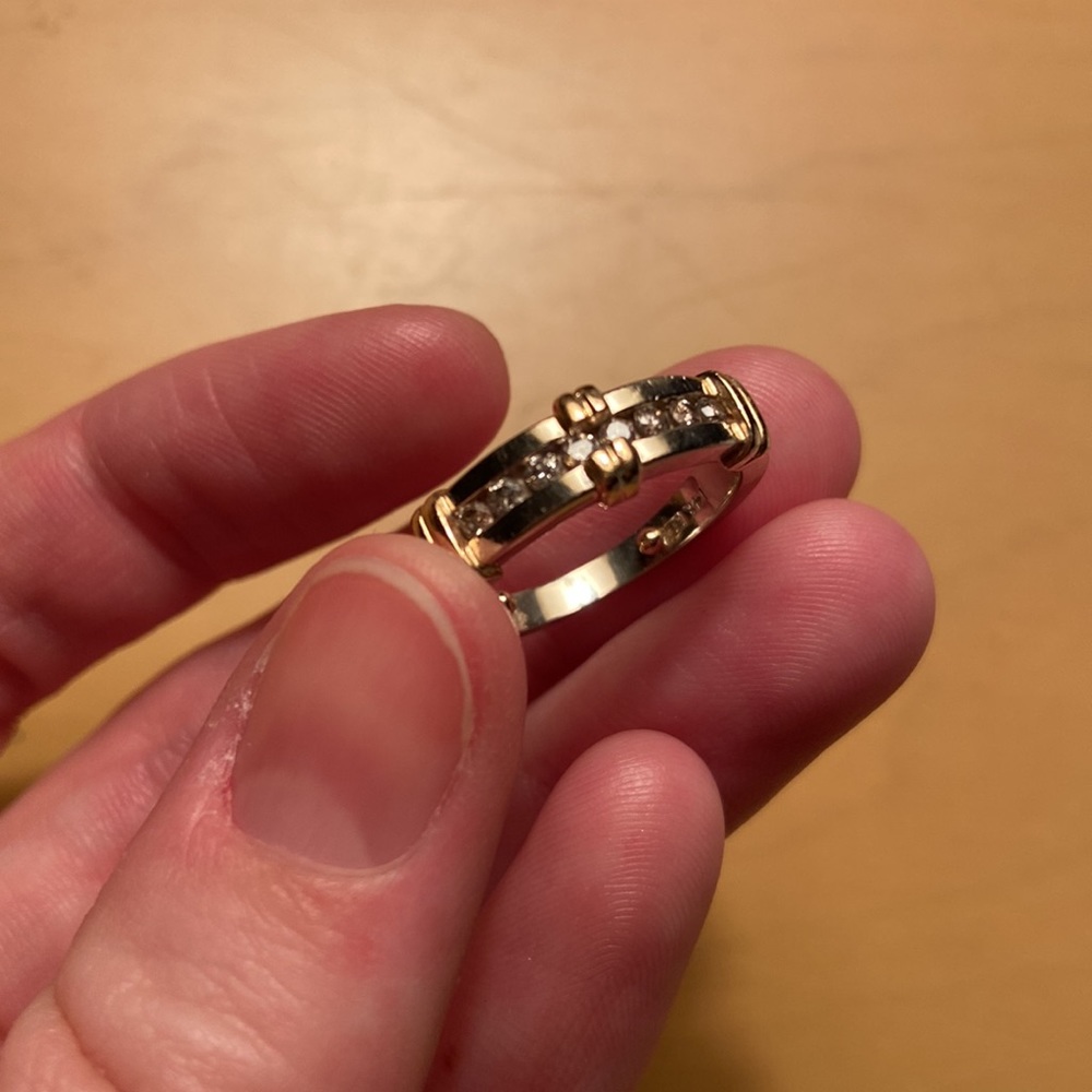 14k White and Yellow Gold Ring with Diamonds